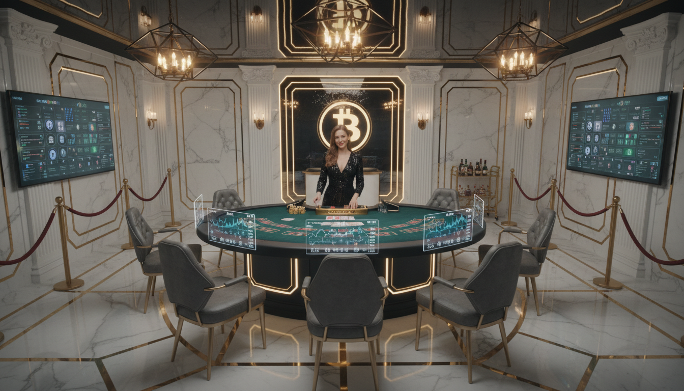 A high-stakes VIP live dealer blackjack table with luxury decor